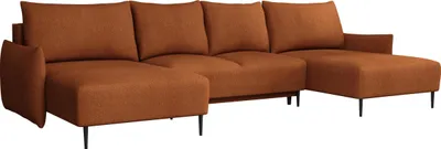 Produktbild von MIRJAN24 Wohnlandschaft Santi U, Ecksofa mit Bettkasten und Schlaffunktion, Schwarz Metallfüße, Aufklappmechanismus (Farbe: Velo 627)