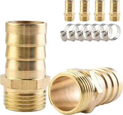 Zdjęcie produktu dla Złączki Messingowe do węży, 6 x 19 mm, gwint zewnętrzny 1/2 cala, z 6 zaciskami do instalacji gazowych i wodnych