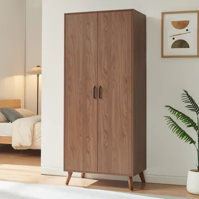 Produktbild von Kleiderschrank 'Norg' 191 x 80 x 52 cm mit 2 Türen 1 Kleiderstange und 1 Fach Walnussoptik