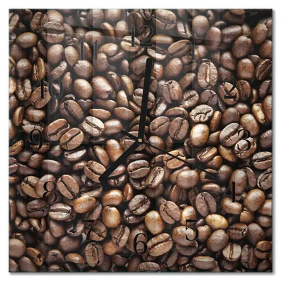Produktbild von Tulup Glasuhr Wanduhr Küchenuhr Echt-Glas 30x30 cm Modern Dekorativ Geräuschlos Schwarzen Zeigern - Kaffeebohnen
