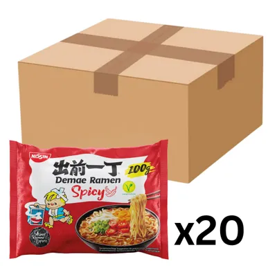 Produktbild von 20er-Pack NISSIN Demae Ramen Instantnudeln Spicy Scharf 100g