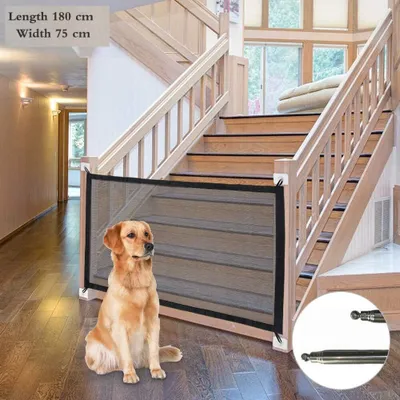 Produktbild von Magic Gate für Hunde,Tragbar Hunde Türschutzgitter,Magic Gate Faltbar,Hundeschutzgitter Absperrgitter,Treppenschutzgitter Hund,Hundebarriere Tür (L)