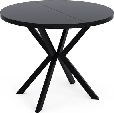 Produktbild von Runder Ausziehbarer Esstisch - Loft Style Tisch mit Metallbeinen - 120 bis 200 cm - Industrieller Tisch für Wohnzimmer - Spacesaver - Schwarz - 120 cm