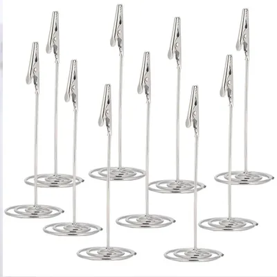 Produktbild von 10Pcs Metall Tisch Karten Clips Desktop Metall Business Bild Nachricht Karte Halter Silber