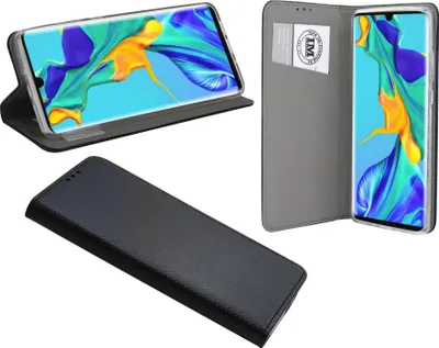 Immagine prodotto di cofi1453® Custodia a libro "Smart" compatibile con HUAWEI P30 PRO cover per telefono cellulare custodia protettiva con funzione stand, slot per carte di credito nero