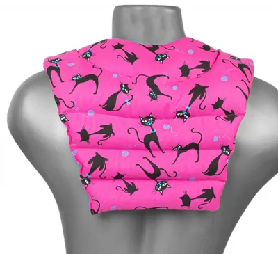 Produktbild von Nackenhörnchen mit Rückenteil. Katzen-pink. Körnerkissen. Nackenkissen. Rücken Wärmekissen - Weizen-Kissen