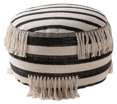 Produktbild von benuta Pouf Deja Schwarz Weiß