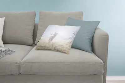 Produktbild von MuchoWow® Zierkissen Sofakissen Wohnzimmer Dekokissen 60x40 cm Hirsche - Gras - Nebel - Kopfkissen - Polster mit Foto