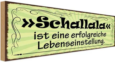 Produktbild von vianmo Holzschild 10x27 cm Schallala ist Lebenseinstellung Spruch Zitat