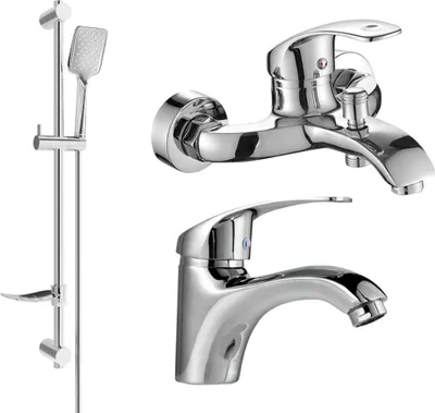 Image de Fabia DF62 Ensemble de mitigeurs de lavabo et de baignoire avec accessoires, chrome (746503DF62-00)