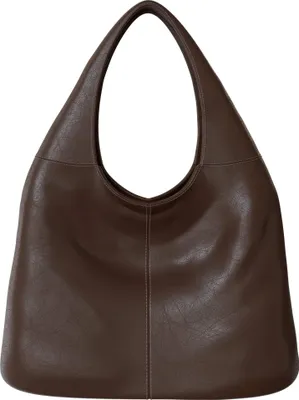Produktbild von Damen Shopper Tasche Hobo Bag Beutel Stil groß aus veganem Leder 30659 Coffee