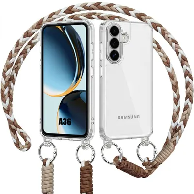Image de Coque pour Samsung Galaxy A36 5G, Protection Anti-Rayures Transparent avec Cordon Marron