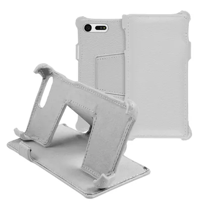 Produktbild von PhoneNatic Echt-Lederhülle kompatibel mit Sony Xperia X Compact - Leder-Case weiß + Glasfolie