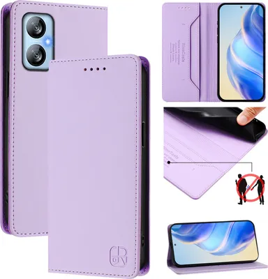 Image de Etui en cuir pour Blackview A52 / A52 Pro, étui à rabat avec fentes pour cartes, portefeuille et support Violet