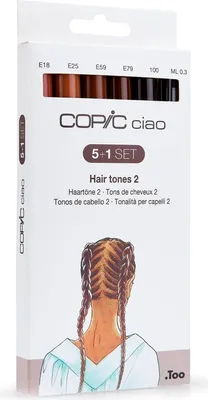 Obrázek produktu pro Lihové fixy COPIC Ciao oboustranné Brush & Chisel 5+1ks, vlasové tóny B