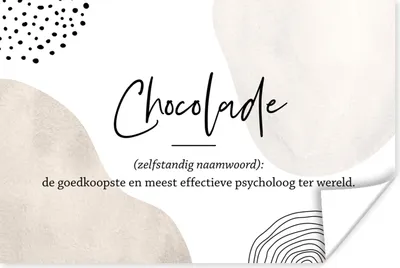 Produktbild von MuchoWow® Poster Sprichwörter - Schokolade - Zitate - Wörterbuch - Definition Schokolade 90x60 cm - Schlafzimmer