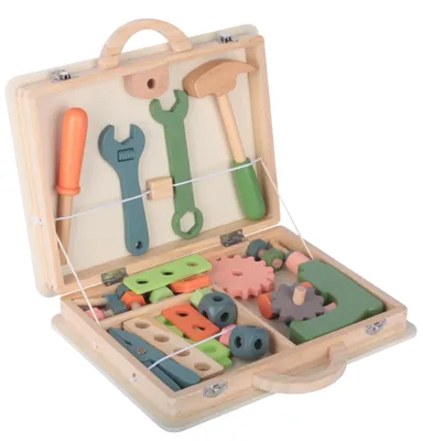 Produktbild von SEVICO Holzwerkzeuge Werkzeugkoffer aus Holz für Kinder Kinderwerkzeuge zum Spielen F203