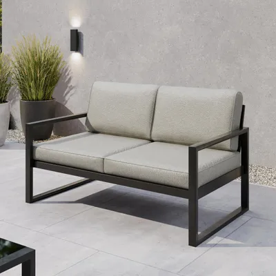 Produktbild von BEAUTYSOFA Garten Lounge Sofa STELLA, 2-Sitzer Gartensofa, Terrassenmöbel, Wasserabweisendes Lounge Sofa für Balkon & Terrasse Beige Patio Base 8