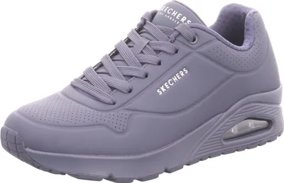 A single purple Skechers sneaker is shown from a side angle against a white background.