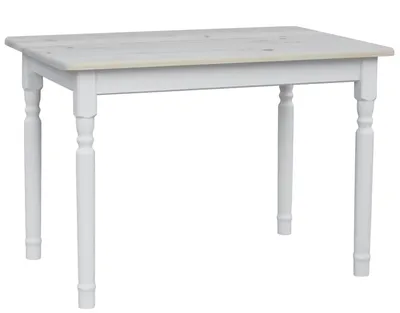 Obrázek produktu pro Bílý stůl II z masivního borovicového dřeva s nelakovanou deskou 130 x 70 cm
