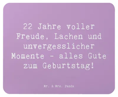 Produktbild von Mr. & Mrs. Panda Mauspad Spruch 22. Geburtstag Freude - Lavendeltraum - Geschenk, Lachen, Mouse Pad, Mousepad, Happy Birthday, laptop, Alter, pc, mousematte, Meilenstein