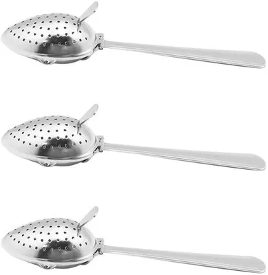 Productafbeelding van Elegant kruidenfilter van roestvrij staal voor thee - 3 stuks - Herbruikbaar - 15 x 5,8 x 3,5 cm