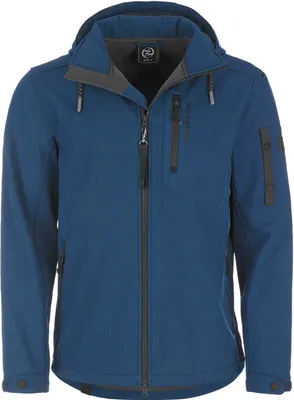 Produktbild von Dry Fashion Herren Softshelljacke Wangerooge mit Fleece-Innenfutter - Melierte Jacke mit abnehmbarer Kapuze in Navy Melange in Größe M