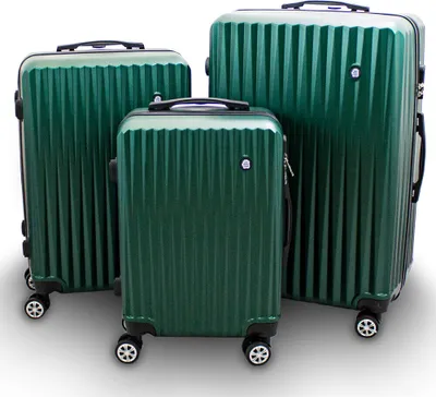 Produktbild von Barut Kofferset 3-teilig Reisekoffer Trolley Hartschalenkoffer ABS Teleskopgriff Modell General (Grün) MS-17076