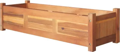 A wooden planter box on a white background.