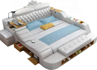 Produktbild von Doppel Luxus Design Leder Bett Polster Betten Moderne Hotel Multifunktion Neu