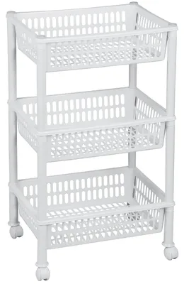Eco Trolley mit 3 Körben, Weiß, Polypropylen