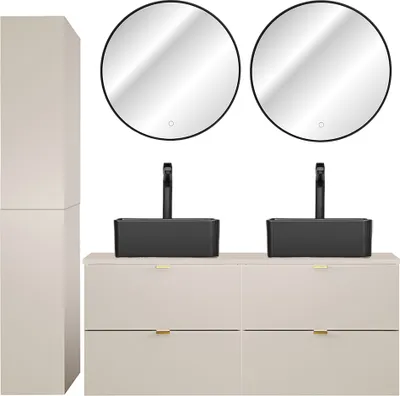 Produktbild von Badmöbel Set 4-teilig mit 120 cm Waschtisch in kaschmir matt, DURANGO-56