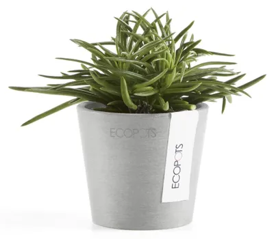 Produktbild von Ecopots Übertopf Amsterdam Kunststoff weißgrau Ø 8 x 7 cm