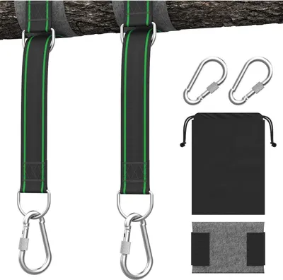 Produktbild von Yomisee Schaukel Befestigung Set mit 2 Baumschutz Polster & 2 Karabiner - 500kg Belastbarkeit