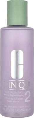 Produktbild von Clinique Clarifying Lotion 2, Reinigungslösung, Frauen, Mischhaut, trockene Haut, Exfoliation, Feuchtigkeitsspendend, Glättend, Pumpenflasche, Water\Aqua\Eau, Alcohol Denat., Glycerin, Hamamelis Virginiana (Witch Hazel) Extract, Acetyl...