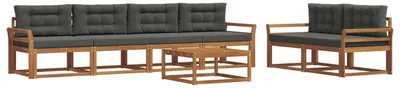 Produktbild von vidaXL Outdoor-Sofagarnitur mit Kissen 7 pcs Natur und Anthrazit