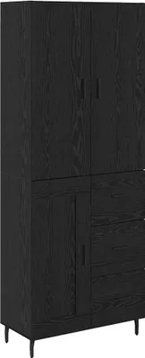 Produktbild von Highboard 2 pcs Schwarz Eichen-Optik Engineered Wood und Glas