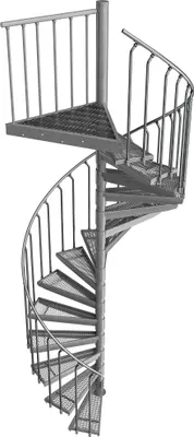 Produktbild von Spindeltreppe Ø 160 cm | Höhen: 288-305 cm | 15 Stufen, ein Podest | Streckgitter Stufenbelag, Feuerverzinkt