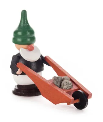 Zdjęcie produktu dla Miniaturowa figurka krasnala z taczką WxHxD 5x6x3cm NOWOŚĆ