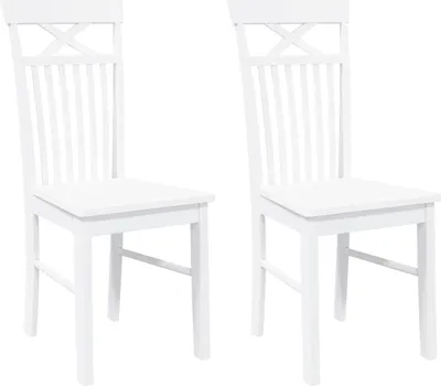 Image de vidaXL Chaises de salle à manger 2 pcs. Blanc Bois massif Hévéa