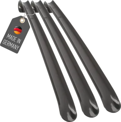 Produktbild von 3 Stück Schuhanzieher 50cm Kunststoff Schwarz Set Schuhlöffel Xl Lang stabil Plastik Schuhanziehhilfe für Familie mit Haken zum aufhängen