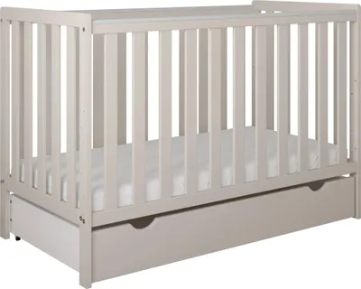 Produktbild von ZEE BAMBI Kaschmir Babybett 120x60 cm 2in1 mit Schublade & Schutzbarriere Klassisches Gitterbett 3-Fach Höhenverstellbar Kinderbett mit Beißschutz
