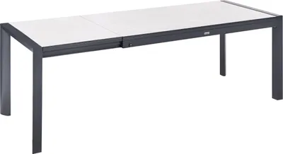 Produktbild von BELIANI Gartentisch Beige HPL-Platte Steinoptik Rechteckig 160/220x90 cm Ausziehbar mit Metallgestell Aluminium Modern Outdoor Esstisch für 6 Personen