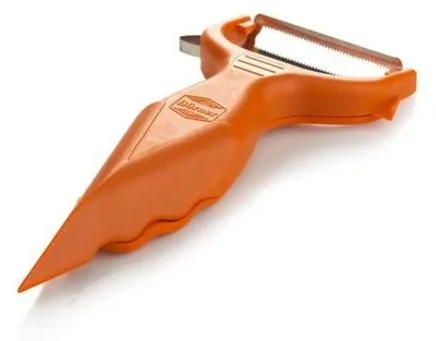 Zdjęcie produktu dla Börner 6 w 1 obieraczka do warzyw i owoców w kolorze zielonym obieraczka do szparagów obieraczka do ziemniaków obieraczka do ogórków wegańska tarka do warzyw, kolor: pomarańczowy
