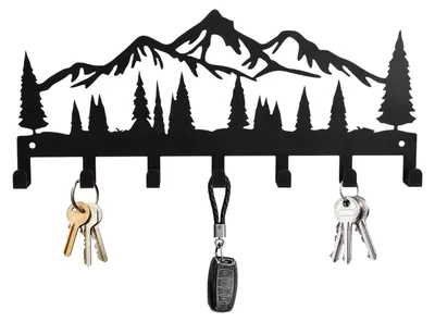 Schlüsselorganizer aus Metall, 7 Haken, schwarz, 33x13 cm