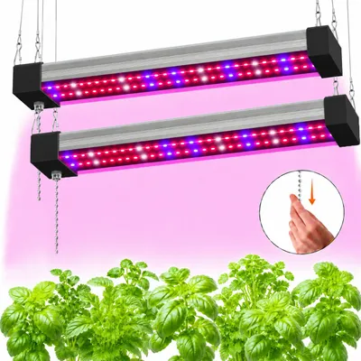 Produktbild von 2x LED Pflanzenlampe Vollspektrum Anschließbare Pflanzenlicht Zimmerpflanzen Gewächshaus Wachstumslampe Grow Lampe mit Kettenschalter, 58LEDs 30cm