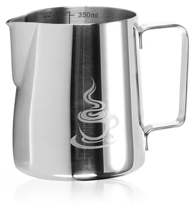 Produktbild von COM-FOUR® Milchkännchen - Edelstahl Milchkanne zum Aufschäumen - Milchaufschäumer Kännchen 350 ml - Milchkännchen mit Ausgießer und Messskala