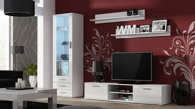 Obrázok produktu pre Obývacia stena KARA 1 - biela / lesklá biela