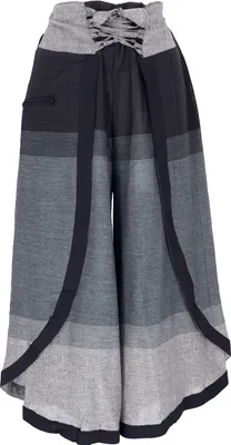 Produktbild von Palazzohose, Boho Hosenrock, Orienthose, Sommerhose - Schwarz/grau, Damen, Baumwolle, Größe: M