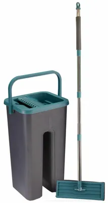 Immagine prodotto di HOWHOMELY | Mop per pavimenti - Mop - grigio - Set mop - con secchio - Testina in microfibra - Pratico